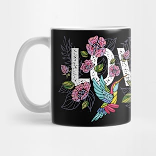 Hummingbird Love With Beautiful Colourful Flowers Mug